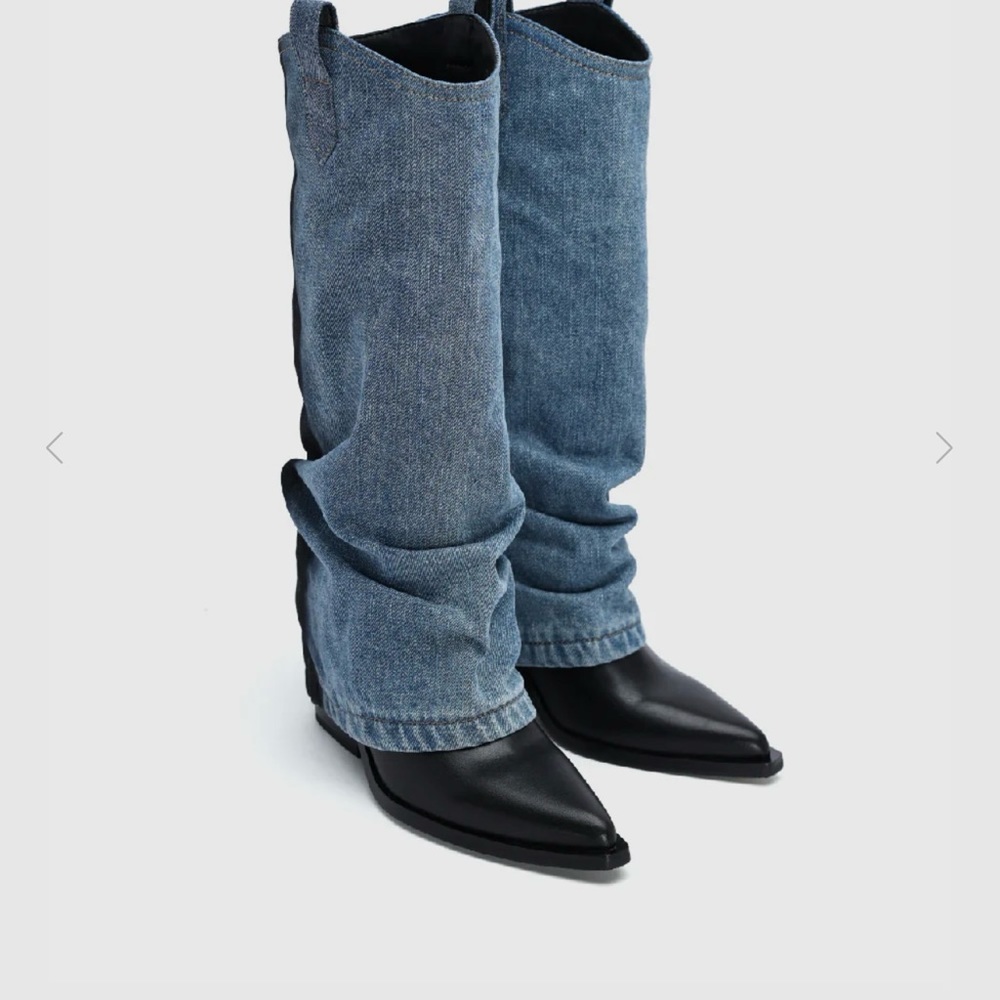 Denim boots